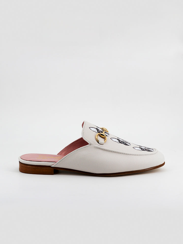 Venecia Bulldog cream leather mules