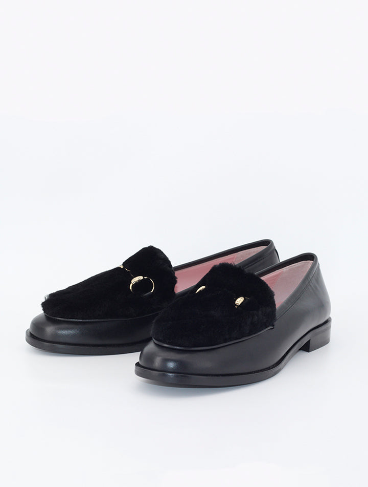 Venus mouton loafers black color