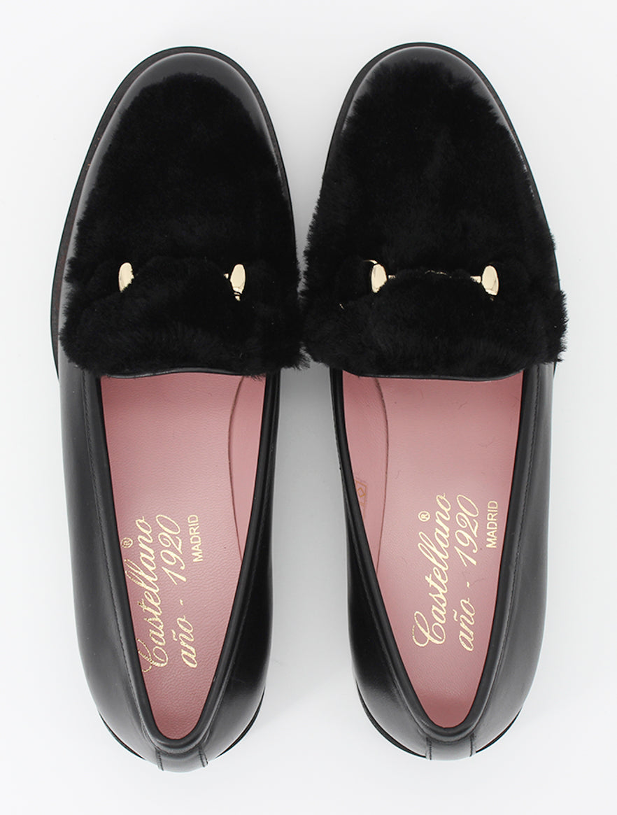 Venus mouton loafers black color