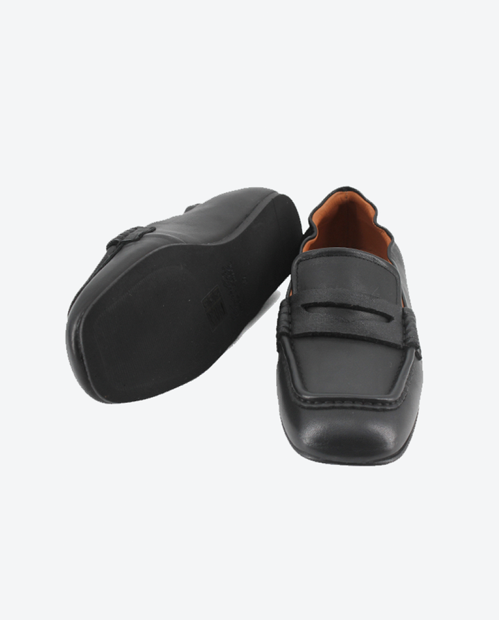 Mocasines Castellano® de piel para mujer con antifaz – Modelo Joon color negro