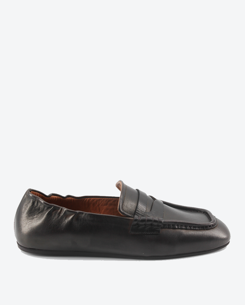 Mocasines Castellano® de piel para mujer con antifaz – Modelo Joon color marrón