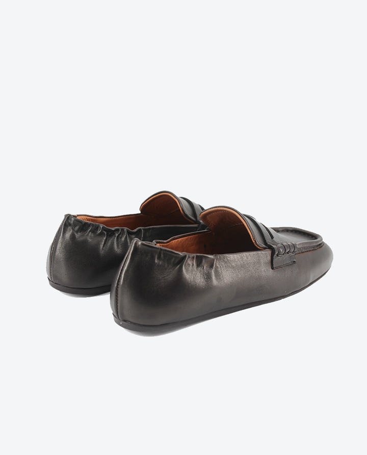 Mocasines Castellano® de piel para mujer con antifaz – Modelo Joon color marrón