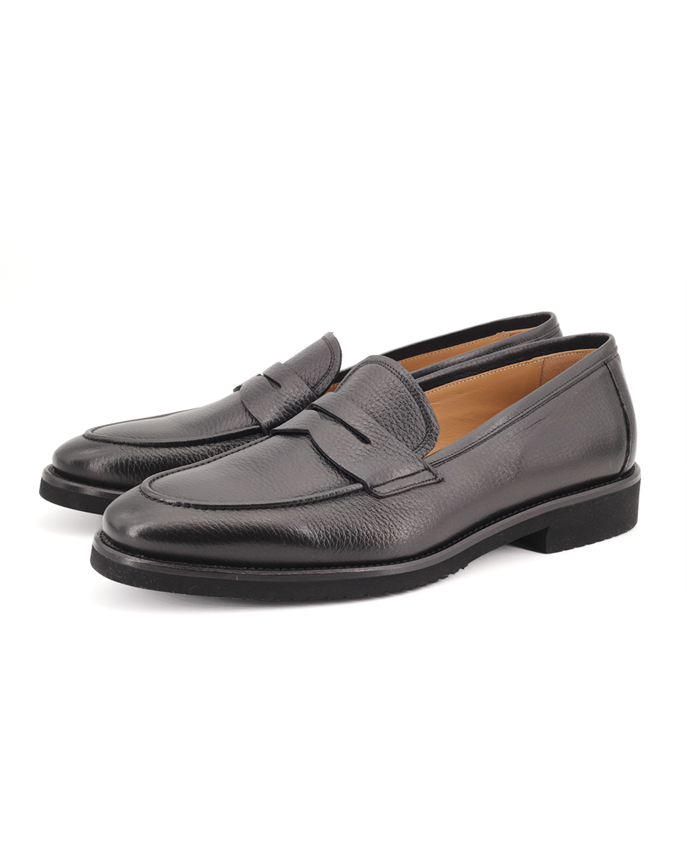 Mocasines Castellano® de piel de ciervo para hombre – Modelo Ariete color negro