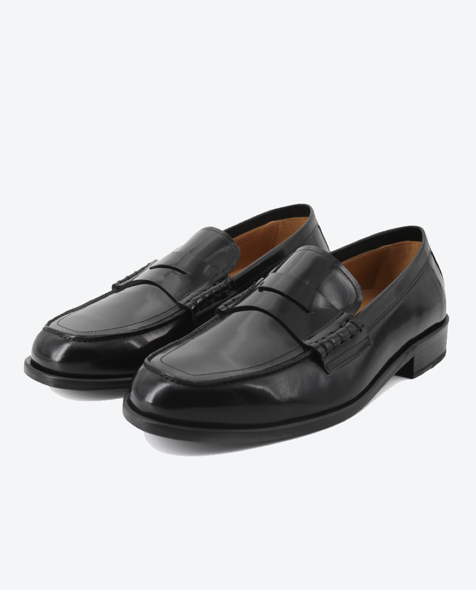 Mocasines Castellano® de piel para hombre con antifaz – Modelo Tudor color negro