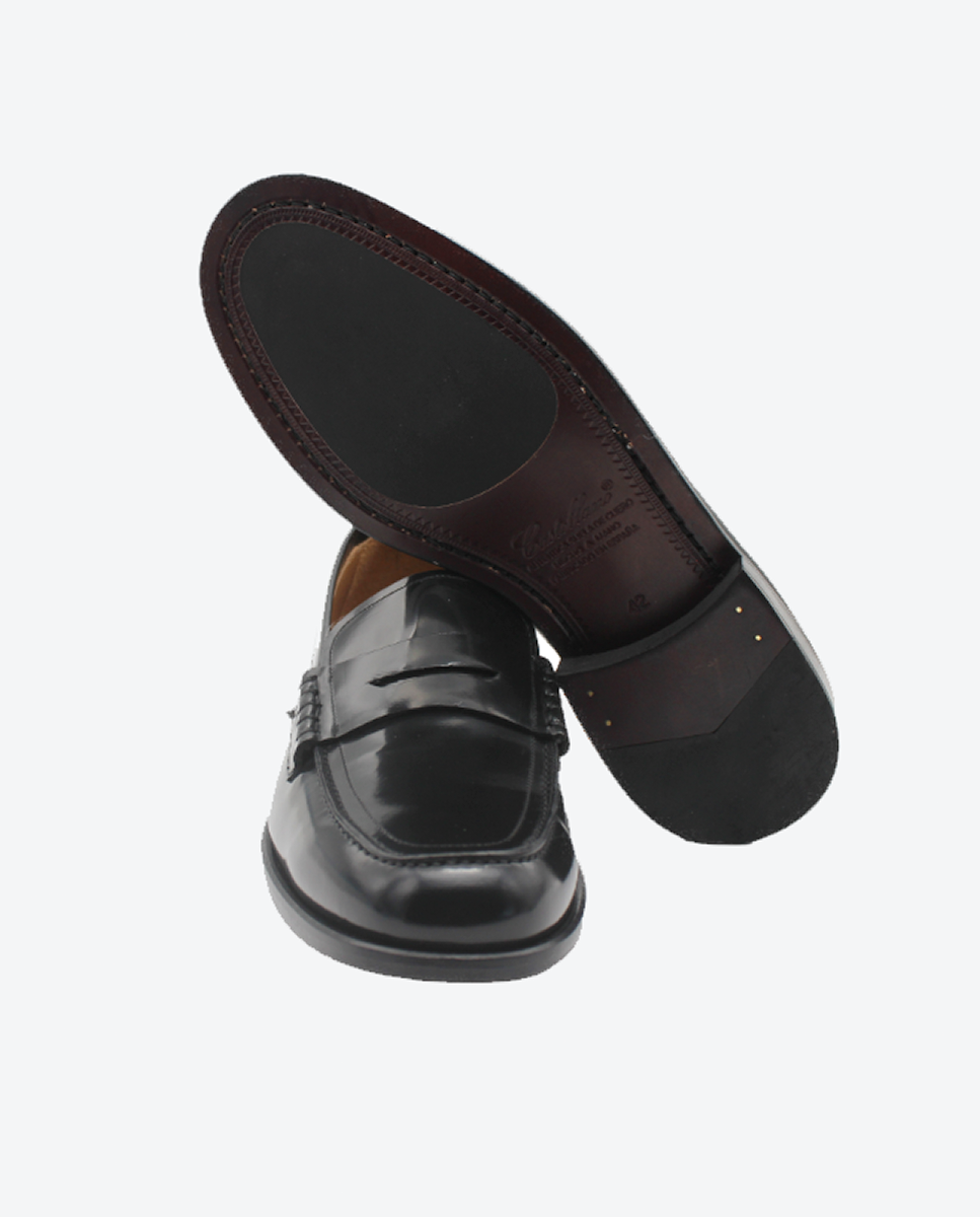 Mocasines Castellano® de piel para hombre con antifaz – Modelo Tudor color negro