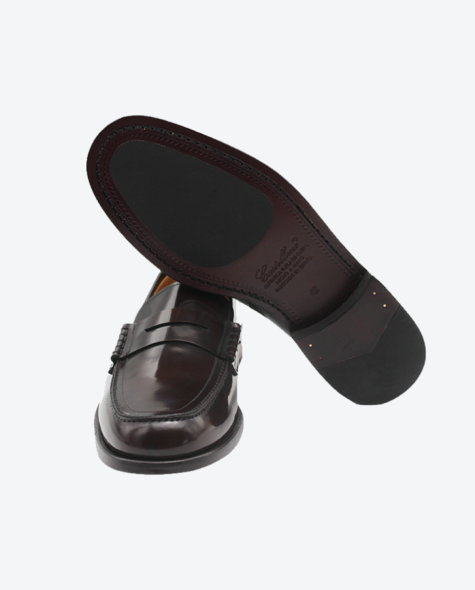 Mocasines Castellano® de piel para hombre con antifaz – Modelo Tudor color marrón