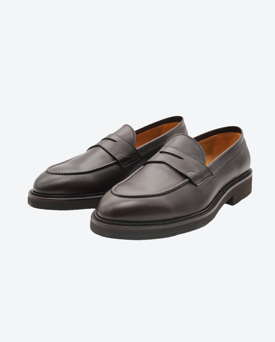 Mocasines Castellano® de piel para hombre con antifaz – Modelo Lanza color marrón