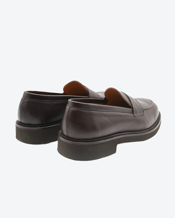Mocasines Castellano® de piel para hombre con antifaz – Modelo Lanza color marrón