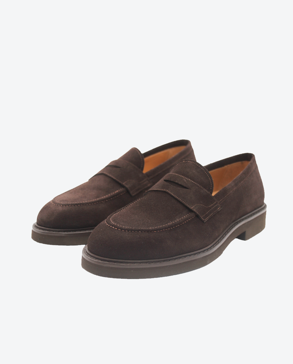 Mocasines Castellano® de ante para hombre con antifaz – Modelo Lanza color marrón