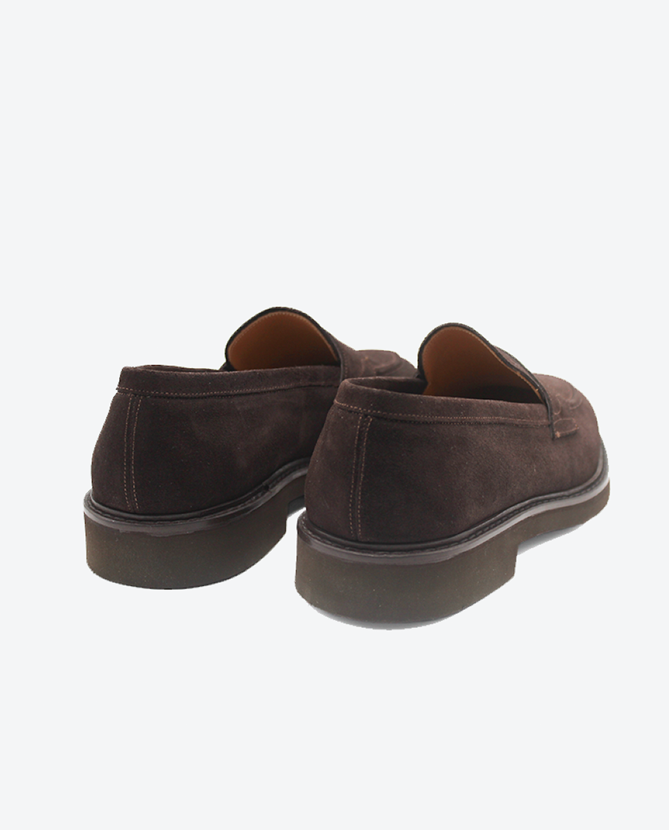 Mocasines Castellano® de ante para hombre con antifaz – Modelo Lanza color marrón