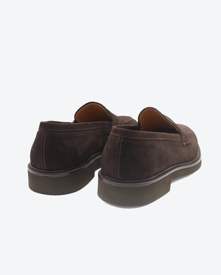 Mocasines Castellano® de ante para hombre con antifaz – Modelo Lanza color marrón