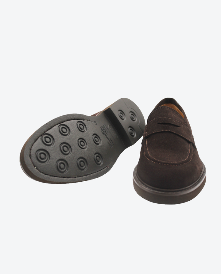 Mocasines Castellano® de ante para hombre con antifaz – Modelo Lanza color marrón