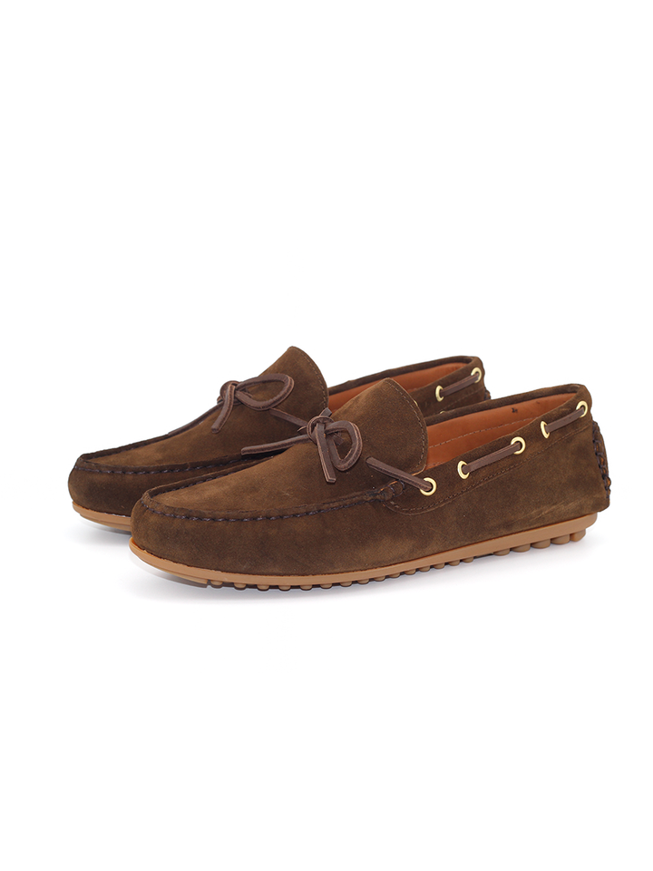 Mocasines modelo 11 lazo ante color marrón
