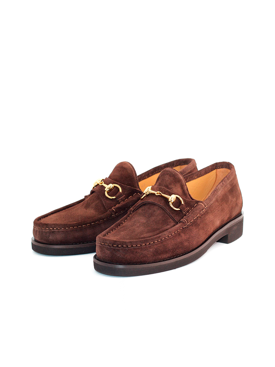 Mocasines Castellano® de ante para hombre con herraje – Modelo 33 color testa