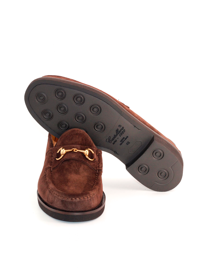 Mocasines Castellano® de ante para hombre con herraje – Modelo 33 color testa