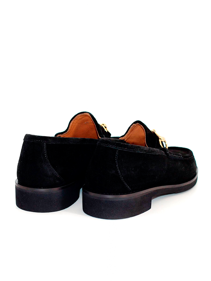 Mocasines Castellano® de ante para hombre con herraje – Modelo 33 color negro