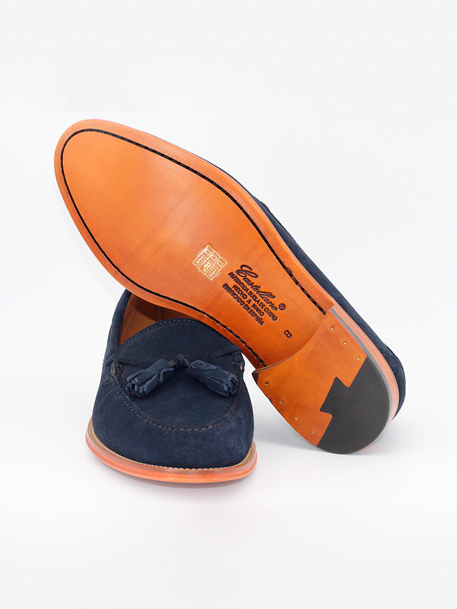 Castellano Mocasines de hombre con  borlas 5511 piel ante color azul marino