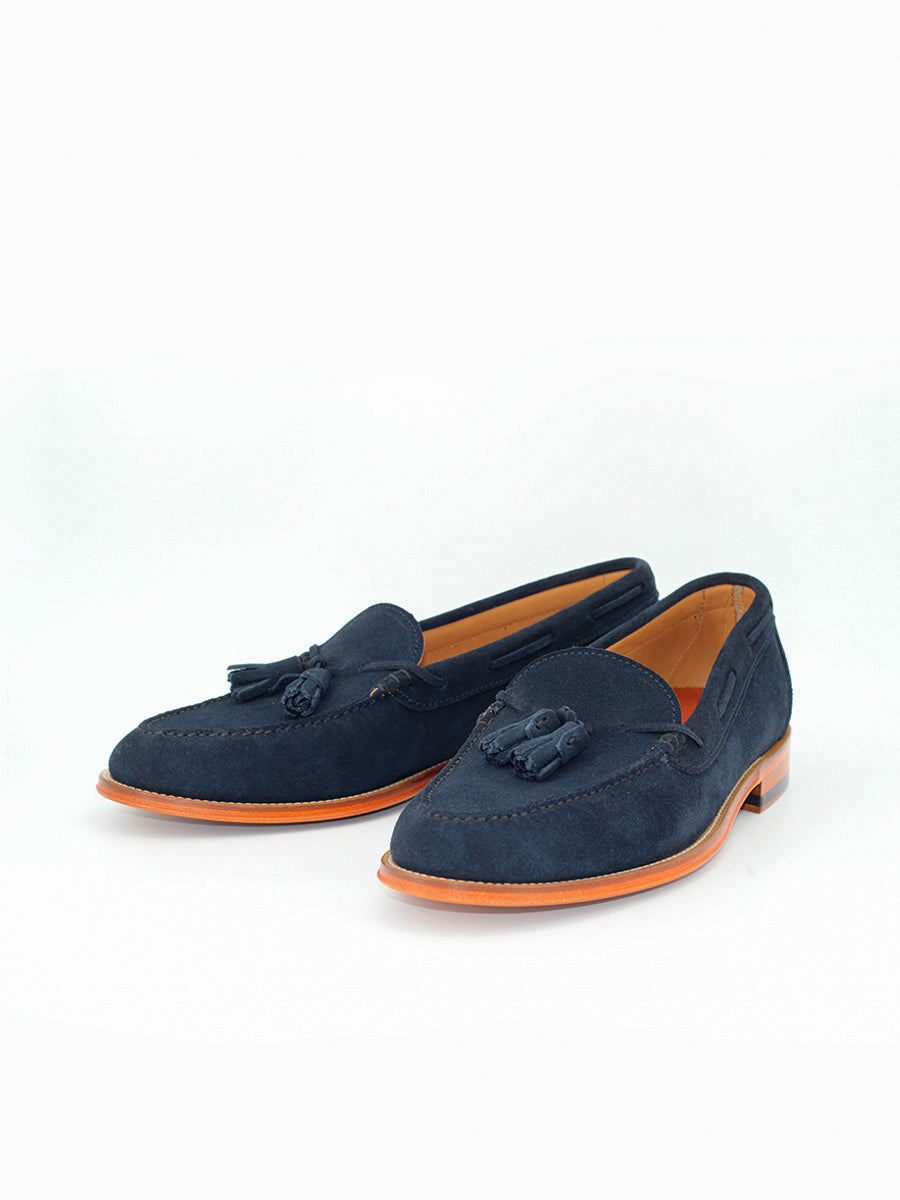 Castellano Mocasines de hombre con  borlas 5511 piel ante color azul marino