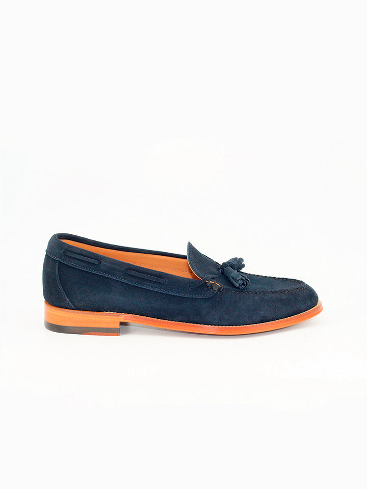 Castellano Men's loafers with tassels 5511 navy blue suede leather