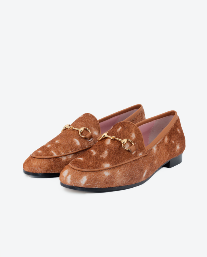 Mocasines Castellano® de piel pony para mujer - Modelo Génova efecto bambi