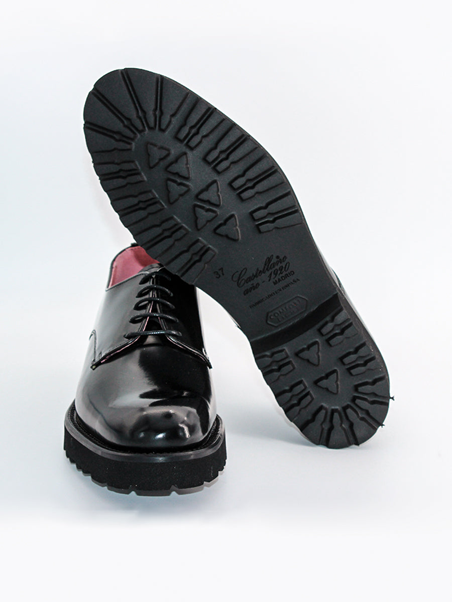 Zapatos de cordones de mujer modelo Estela piel antik negro