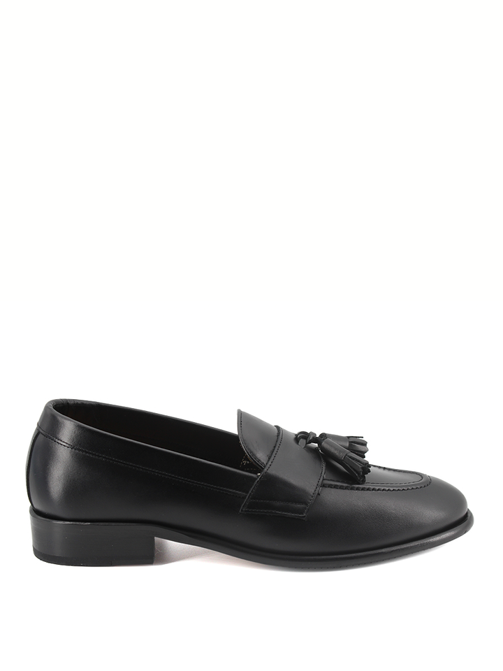 Mocasines Castellano® de piel oxford para hombre con borlas – Modelo Daga color negro