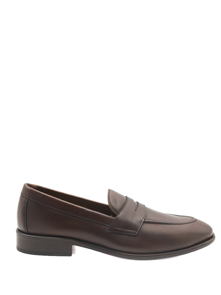 Mocasines Castellano® de piel oxford para hombre con antifaz – Modelo Flecha color cacao