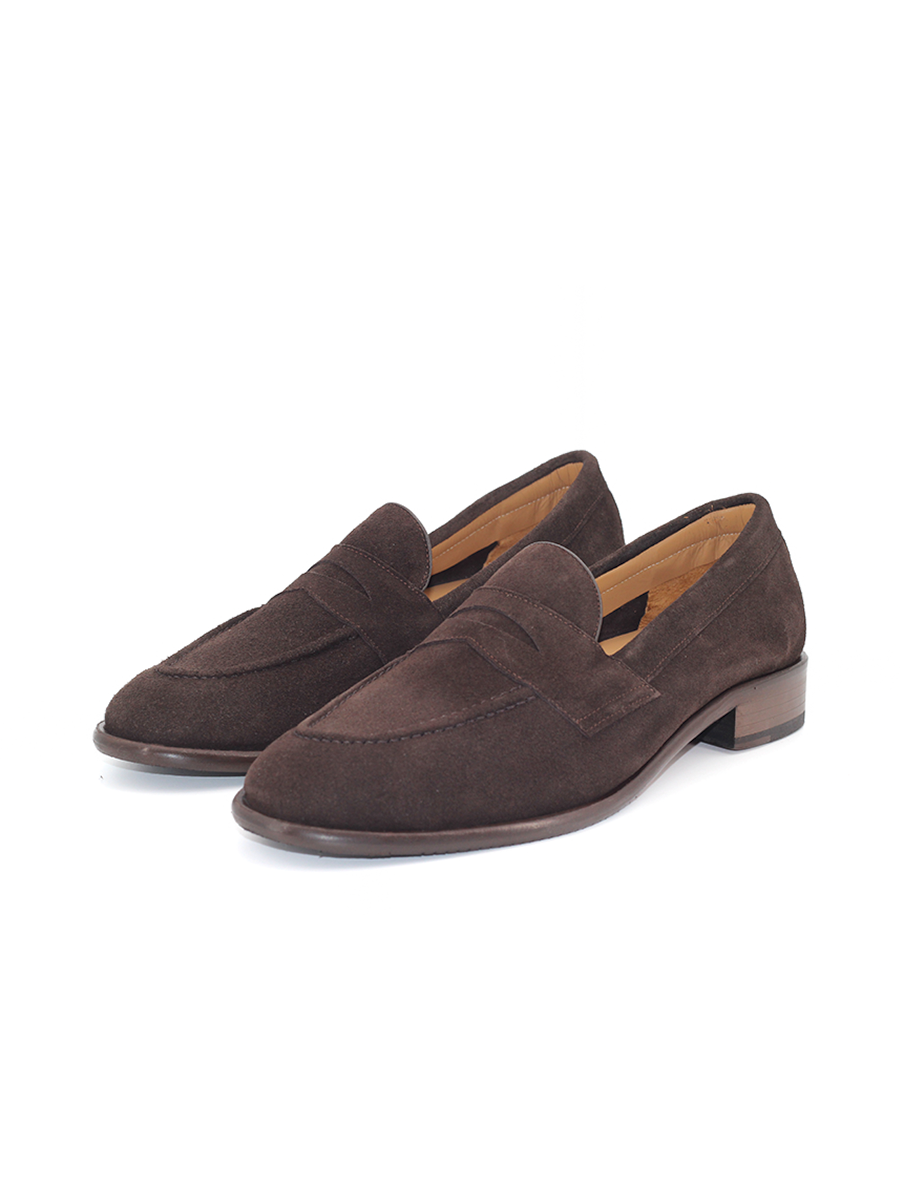 Mocasines Castellano® de piel ante para hombre con antifaz – Modelo Flecha color marrón