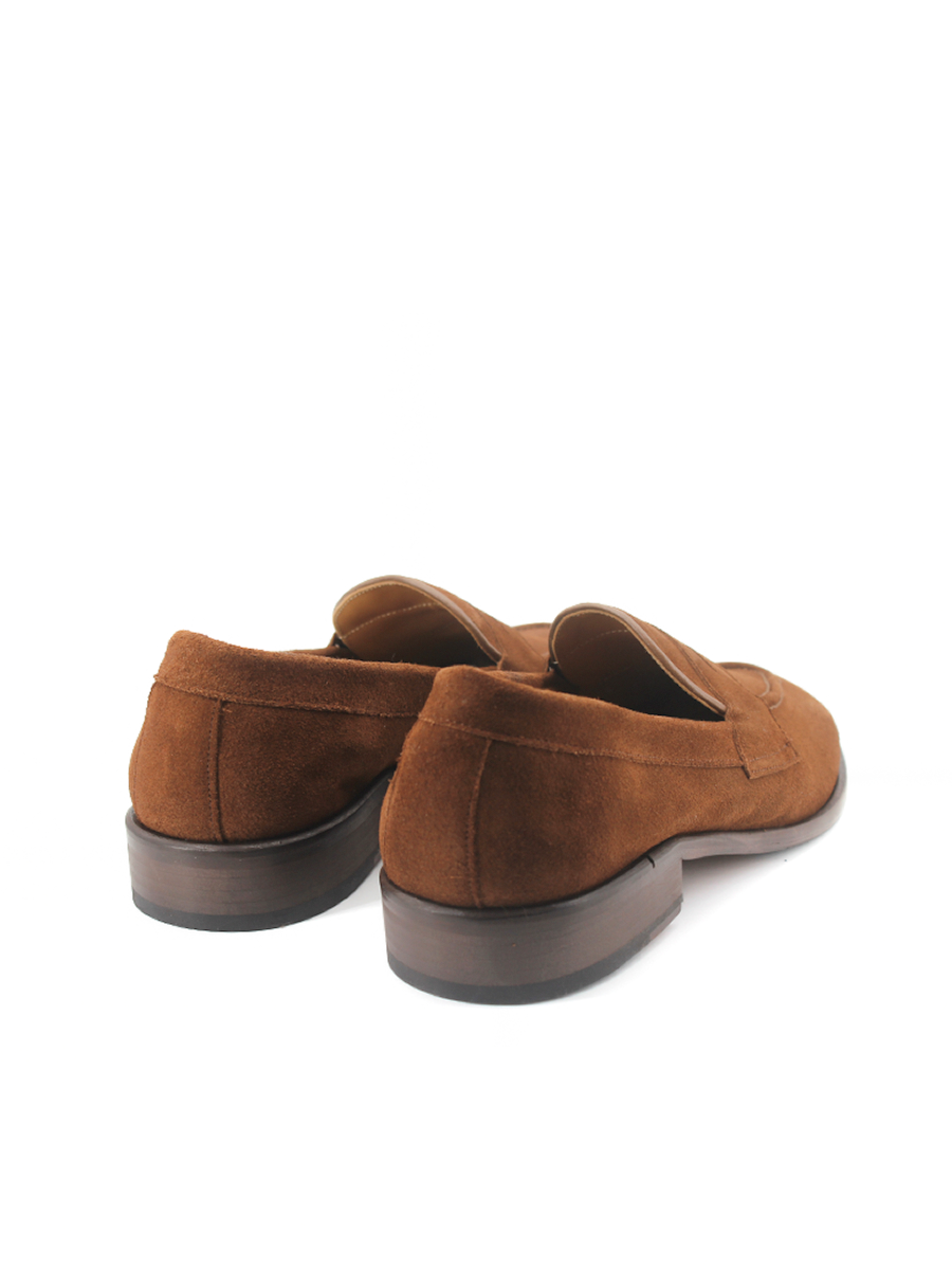 Mocasines Castellano® de piel ante para hombre con antifaz – Modelo Flecha color coñac