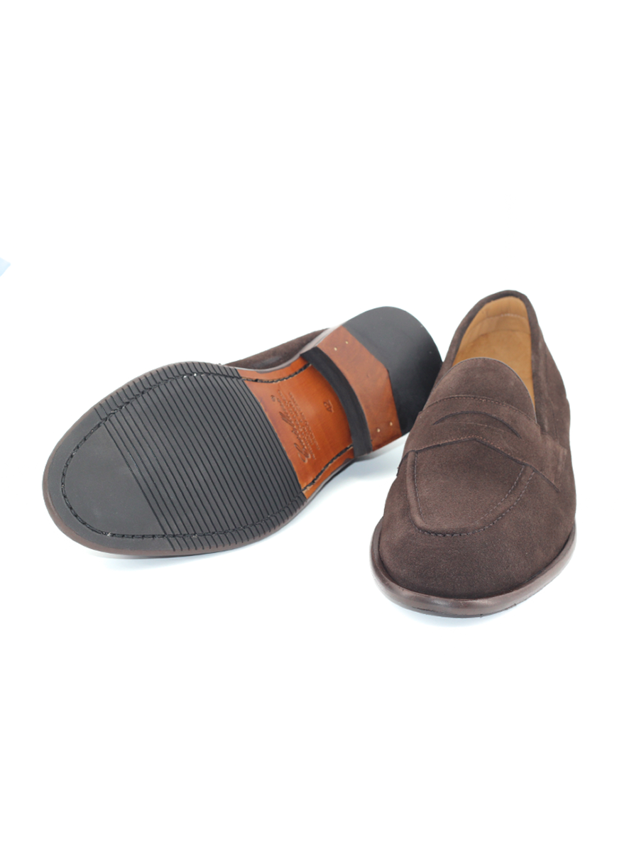 Mocasines Castellano® de piel ante para hombre con antifaz – Modelo Flecha color marrón