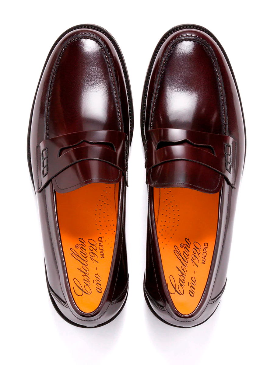 Mocasines Florencia de piel antik color burdeos