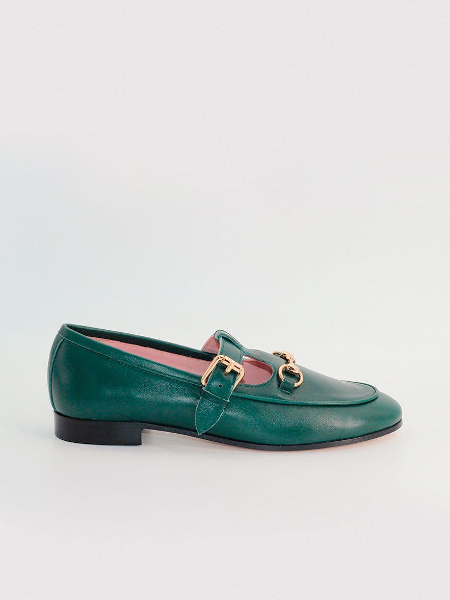 Mocasines de mujer Garibaldi de piel color verde