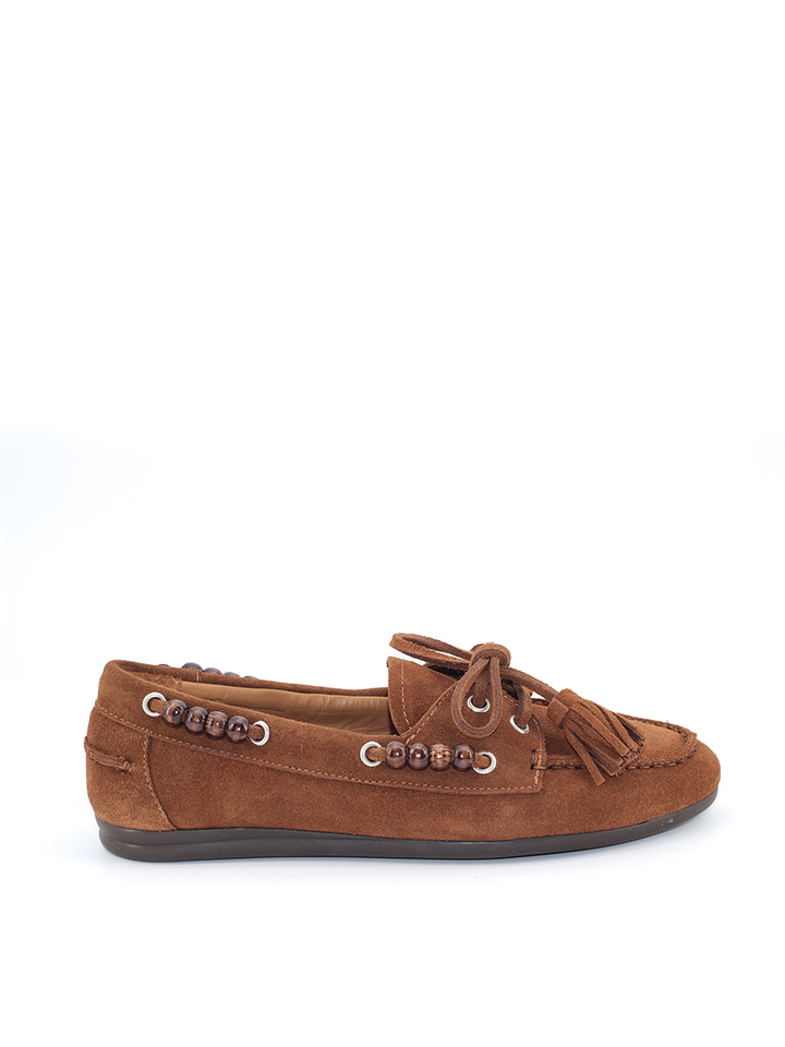 Náuticos Castellano® de ante para mujer – Modelo Hayami color almendra