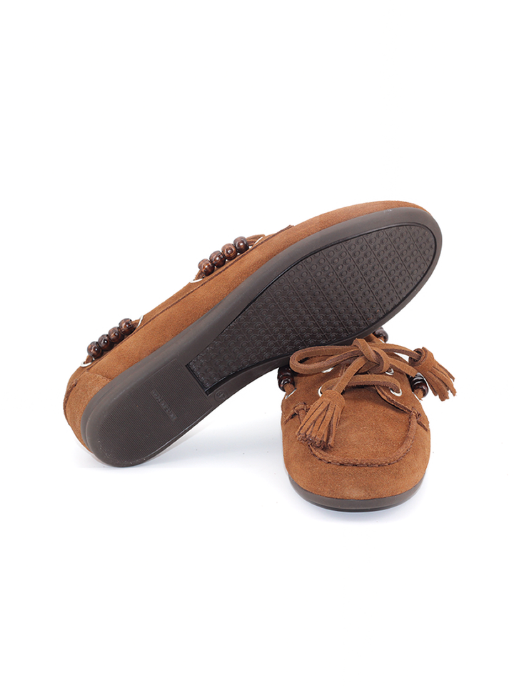 Náuticos Castellano® de ante para mujer – Modelo Hayami color almendra