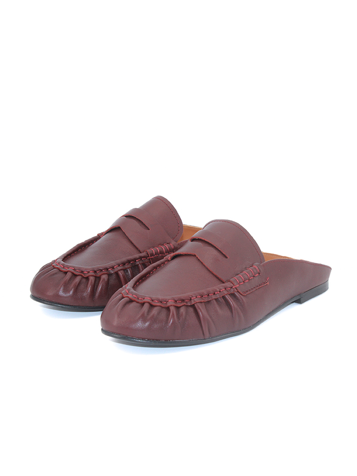 Mule Miki mujer en piel color burdeos