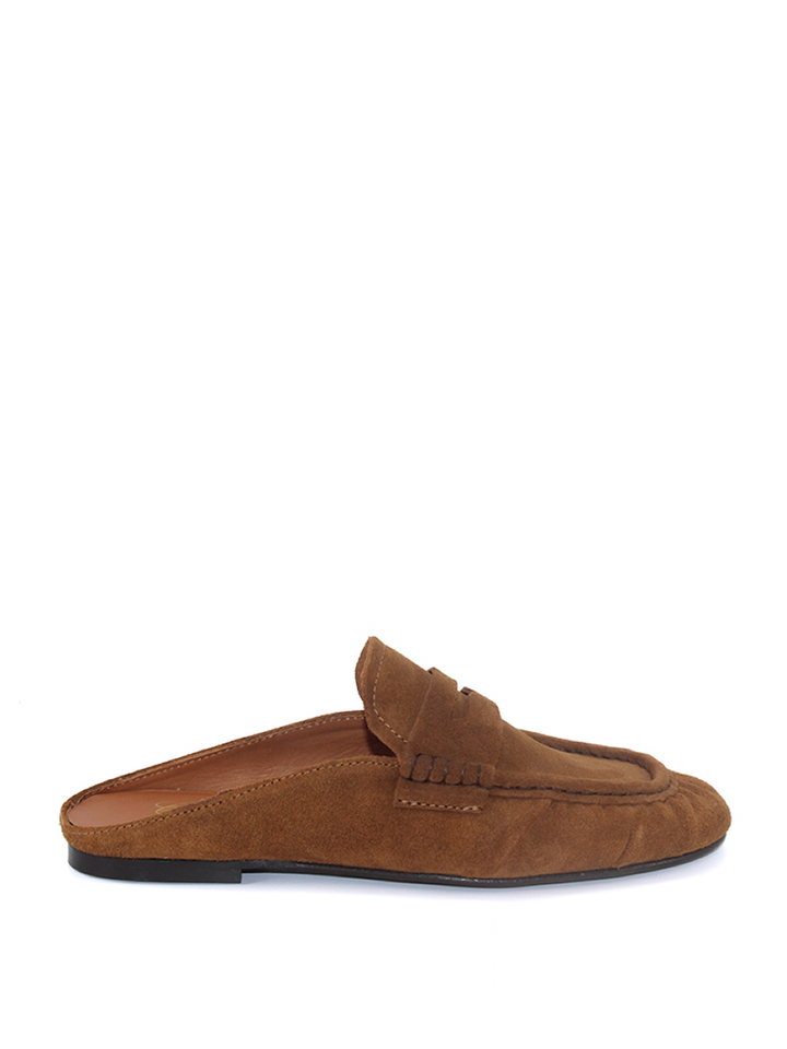 Mule Miki mujer en piel ante color cuero