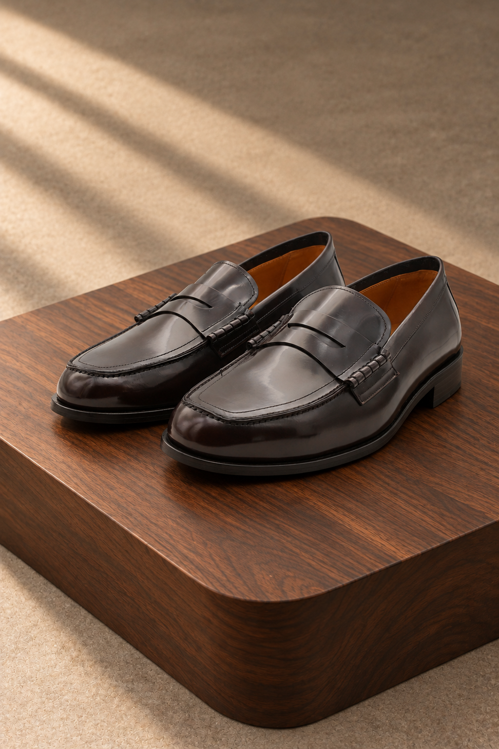 Mocasines Castellano® de piel para hombre con antifaz – Modelo Tudor color marrón