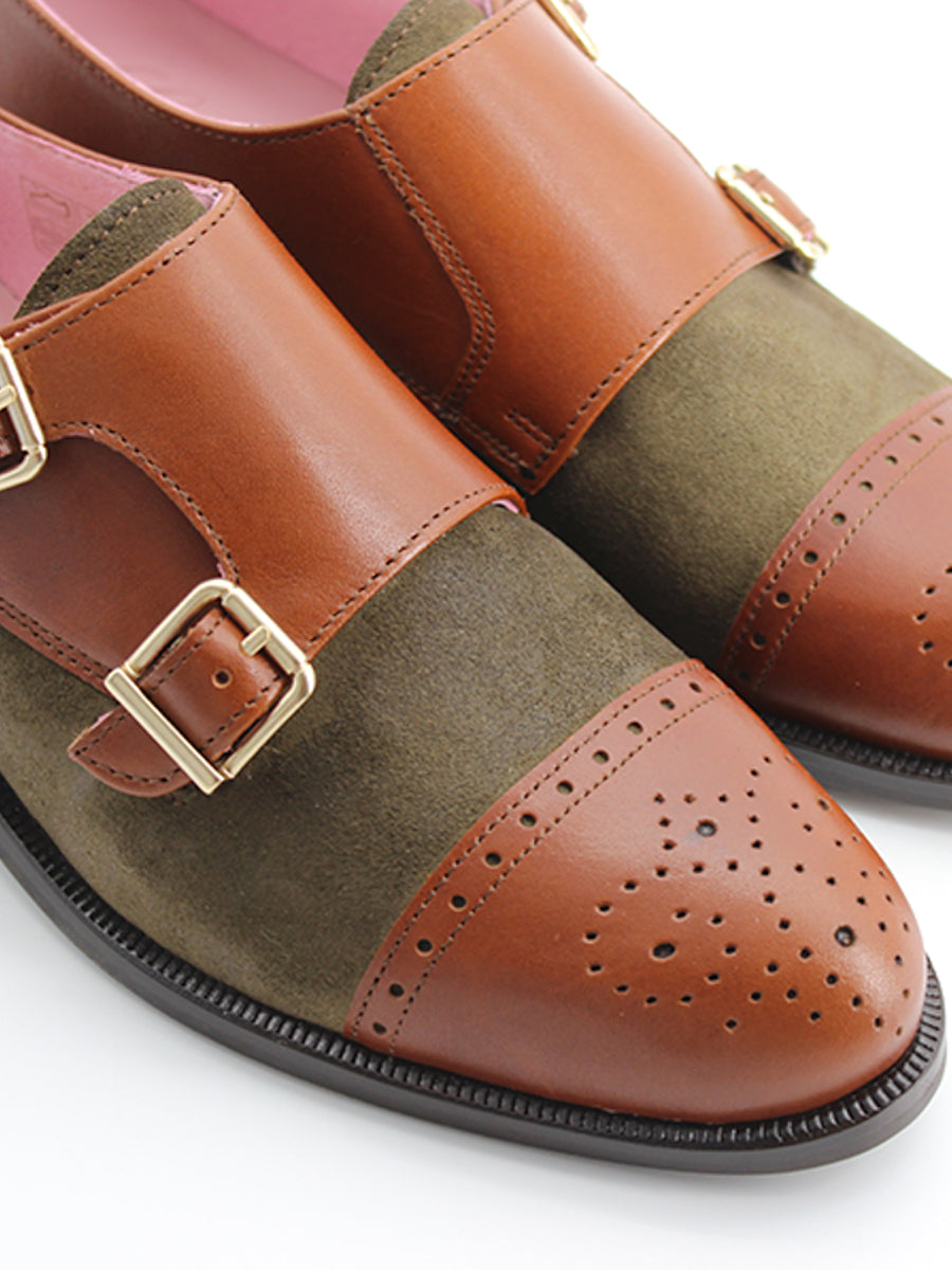 Zapatos Castellano de mujer Alegria doble hebilla piel y serraje