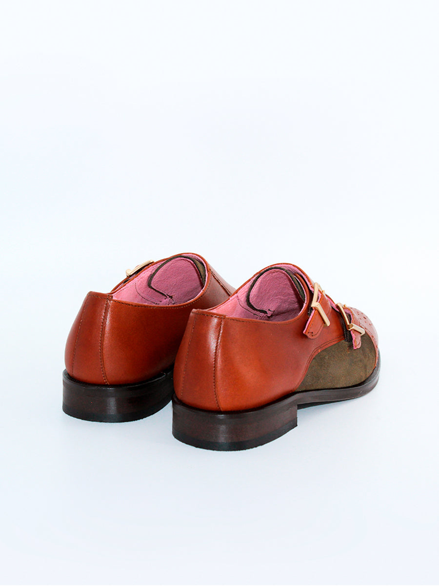 Zapatos Castellano de mujer Alegria doble hebilla piel y serraje