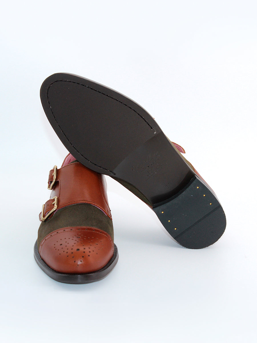 Zapatos Castellano de mujer Alegria doble hebilla piel y serraje
