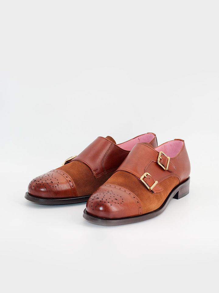 Zapatos Castellano de mujer Alegria doble hebilla color cuero