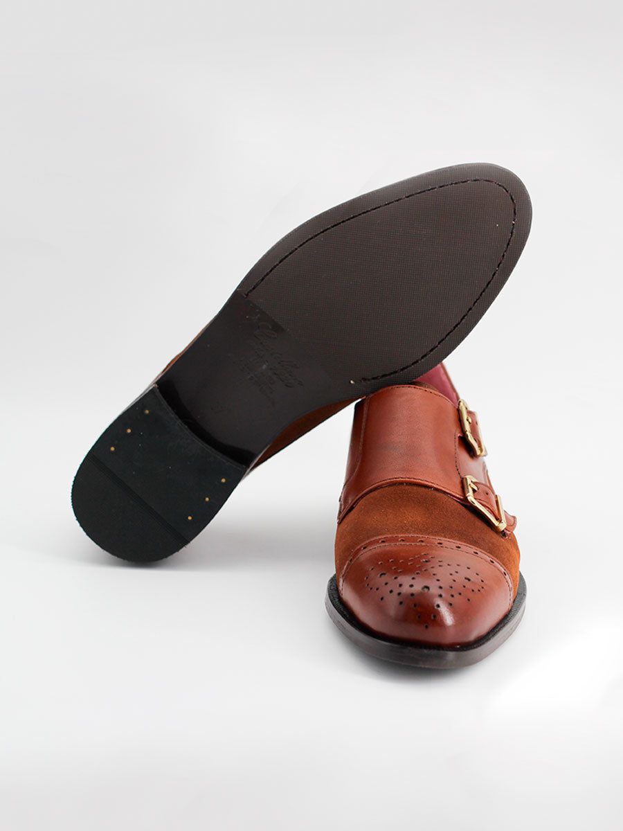 Zapatos Castellano de mujer Alegria doble hebilla color cuero