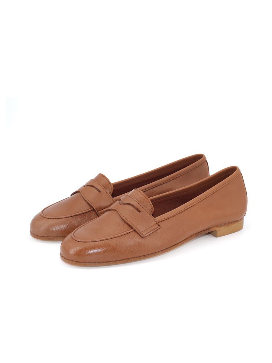Mocasín penny mujer piel tibet color cuero Castellano