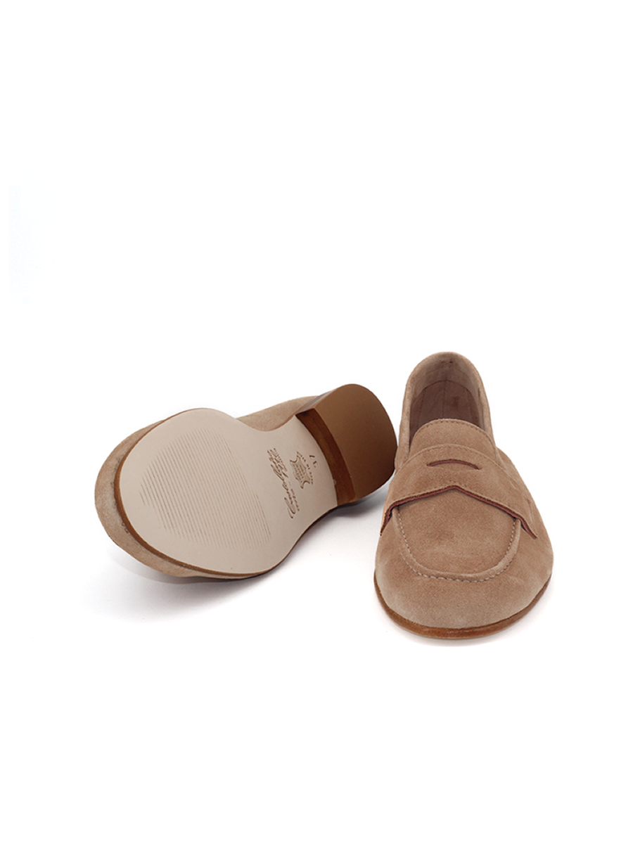 Suela cuero natural mocasín mujer artesanal Castellano