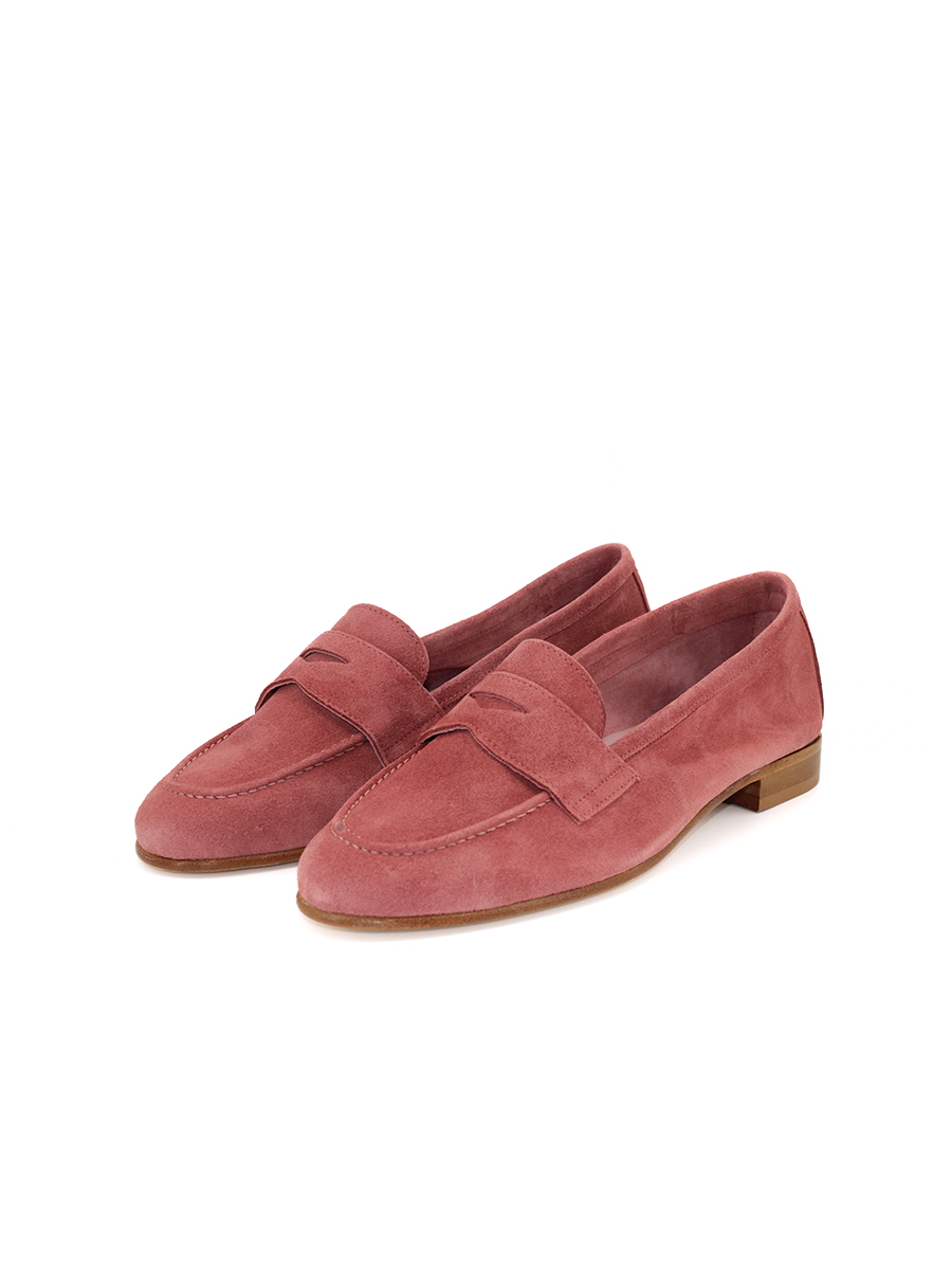Mocasín penny mujer ante rojo tierra hecho en España