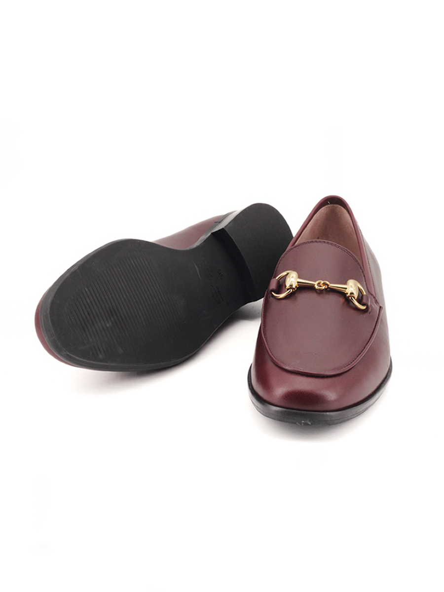 Mocasines Castellano® de piel para mujer - Modelo Bernini color burdeos