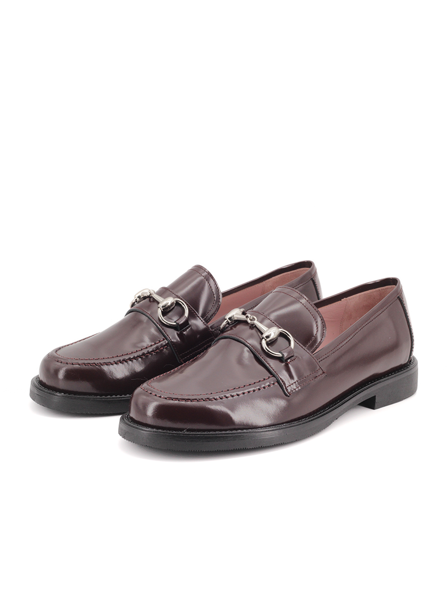 Mocasines Castellano® de piel para mujer - Modelo Chicago color burdeos