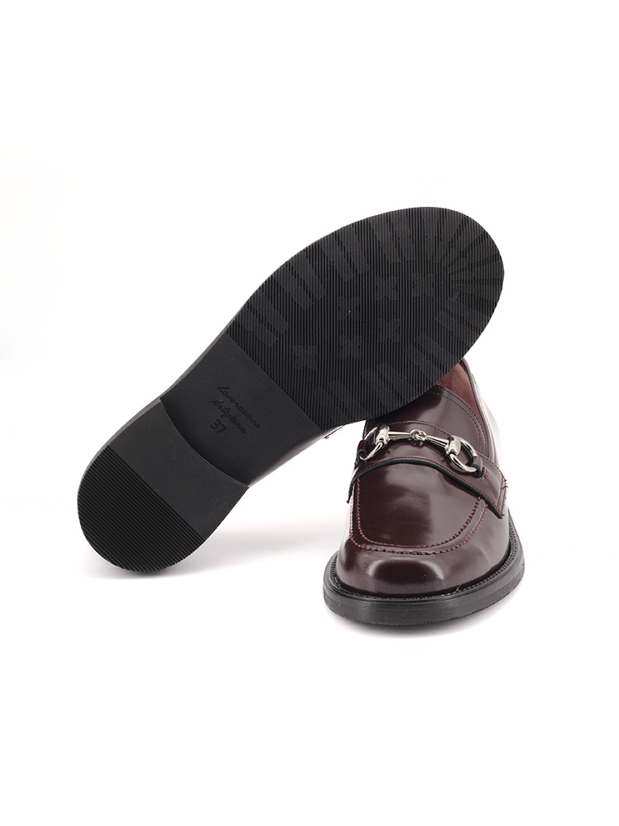 Mocasines Castellano® de piel para mujer - Modelo Chicago color burdeos