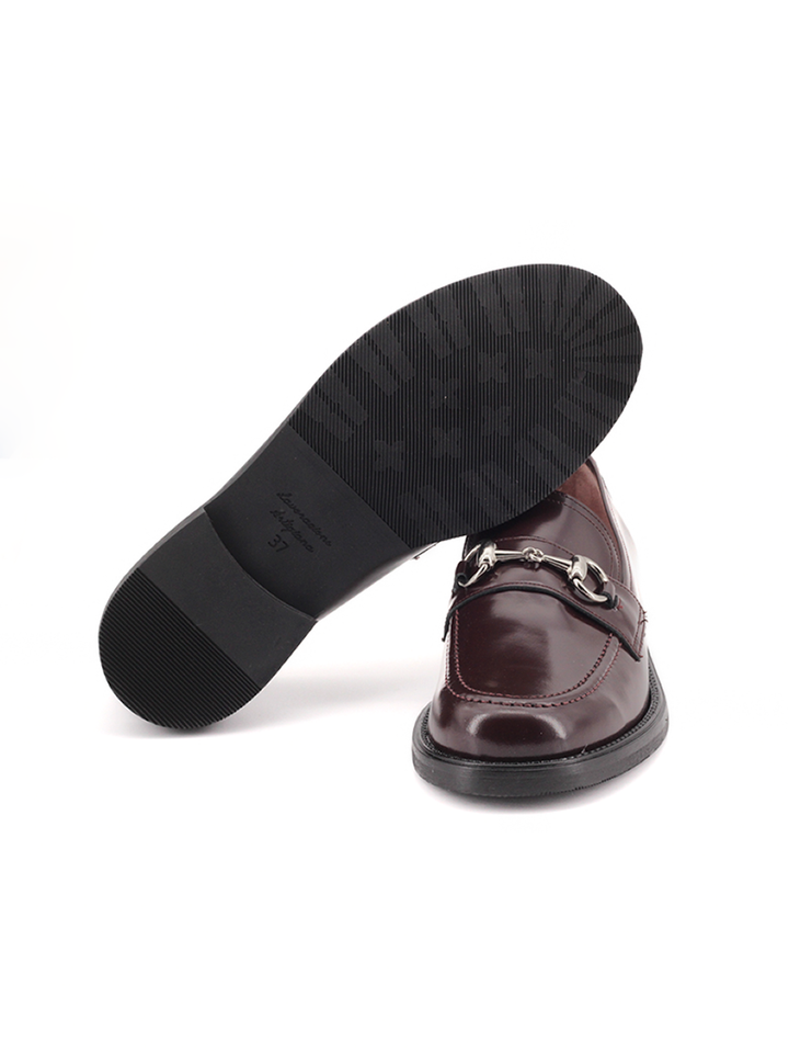 Mocasines Castellano® de piel para mujer - Modelo Chicago color burdeos