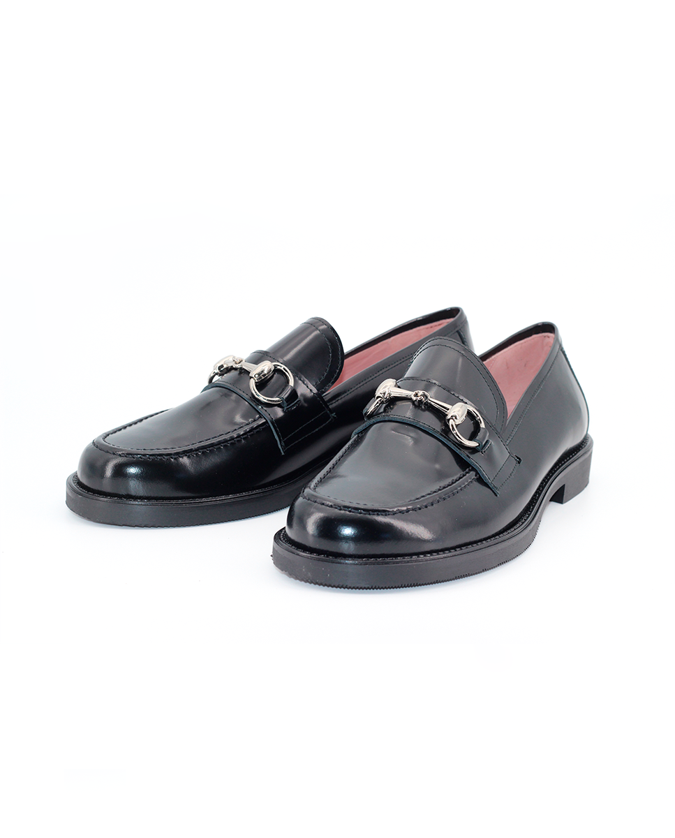 Mocasines Castellano® de piel para mujer - Modelo Chicago color negro